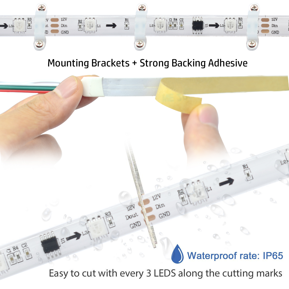 2018 New Upgraded 32.8ft/10M Waterproof Dream Color Chasing Addressable RGB Flexible LED Strip Light Kit, DC12V 300LEDs with Bluetooth SPI Controller, for Home, Party, Christmas, Car Decoration 2018 New Upgraded 32.8ft/10M Waterproof Dream Color Chasing Addressable RGB Flexible LED Strip Light Kit, DC12V 300LEDs with Bluetooth SPI Controller, for Home, Party, Christmas, Car Decoration